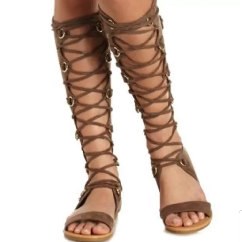 Lace-Up Tall Gladiator Sandals